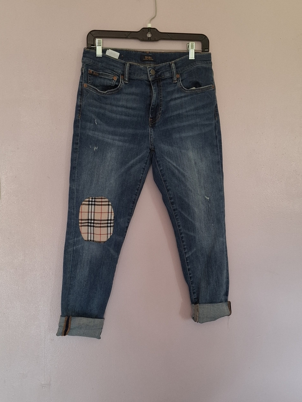 Polo Ralph Lauren The Tompkins Skinny Reworked Plaid Patch Jeans 30R